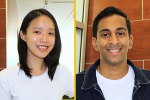 Headshots of Yu-Chi “Kiki” Chang and Nirmal Krishnan in Malone Hall.