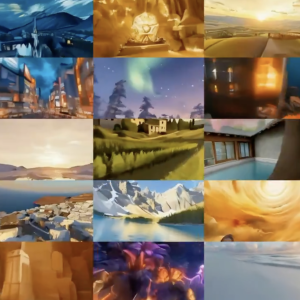 Stills of GenEx-imagined worlds.